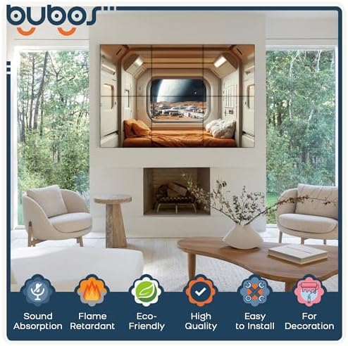 BUBOS 6 Pcs Art Acoustic Wall Panel, 70.8”x47.2”Self Adhesive - Image 3