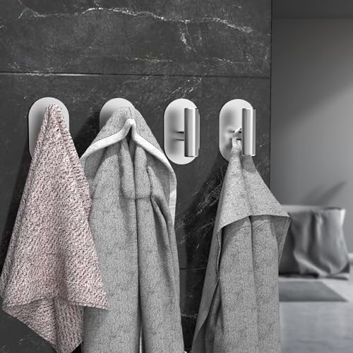 Aikzik Silver Adhesive Hooks Heavy Duty, Wall Hooks - Image 2