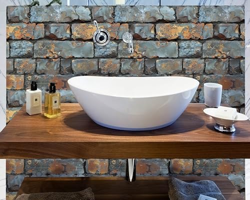 FLFK Brick Wallpaper Peel and Stick 16" x 384" Rustic Gray Brick Wallpaper - Image 4