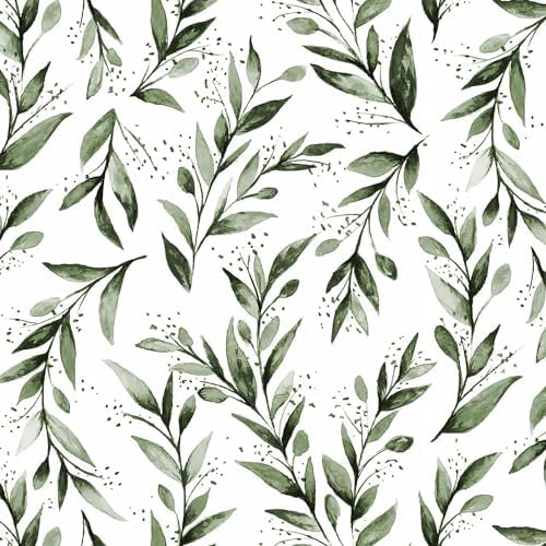 Livebor Leaf Wallpaper Peel and Stick Green Contact Paper17.7” x 118.1” by LiveborDirectWallpaper