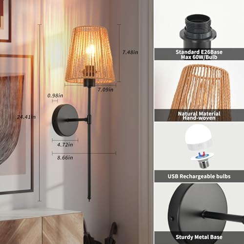 Battery Operated Wall Sconces Set of two, 15 Colors and Dimmable, Cordless - Image 3