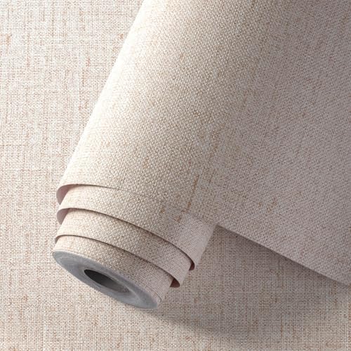 Beige Textured Contact Paper Grasscloth Wallpaper Peel and Stick Linen Self - Image 3