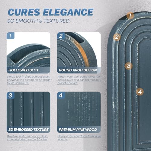 EOSAHR Wall Vase for Boho Room Decor: Wall Planter for Flowers, Denim Blue - Image 3
