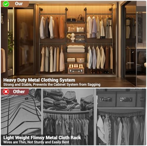 Aheaplus Industrial Pipe Clothing Rack, 6.42FT Closet Organizer System - Image 6