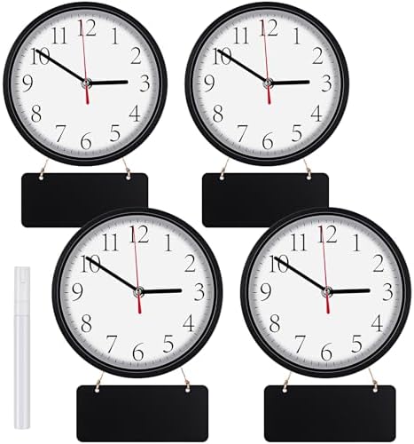 4 Pack Silent World Clock with Chalkboard Multi Time Zone, 8 Inch by Tianxunewtig