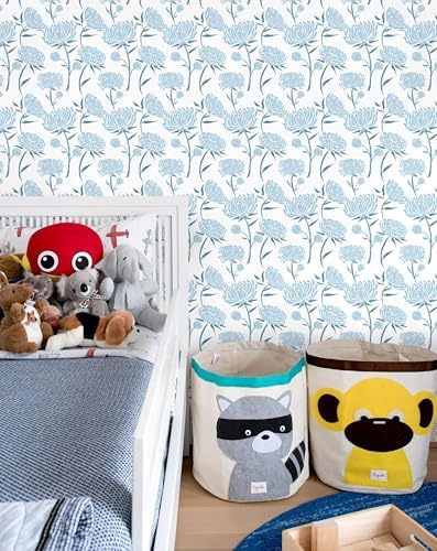 Hopepak Floral Peel and Stick Wallpaper Contact Paper Blue Wall Paper Modern - Image 5