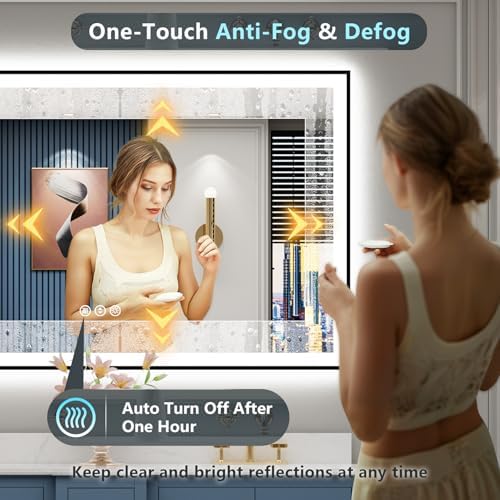 60x40 Black LED Bathroom Mirror, Backlit & Front Lit Lighted Mirror - Image 6