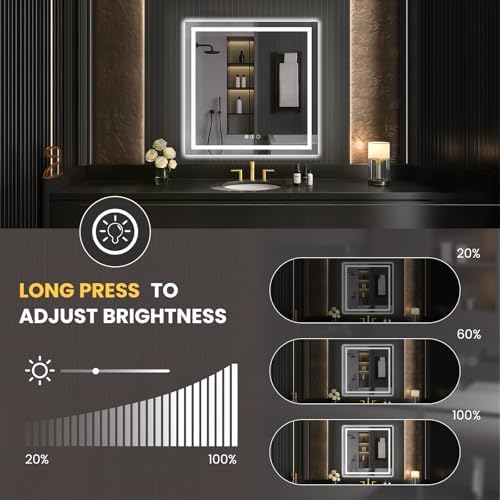 LOAAO 40"X40" LED Bathroom Mirror - Image 3