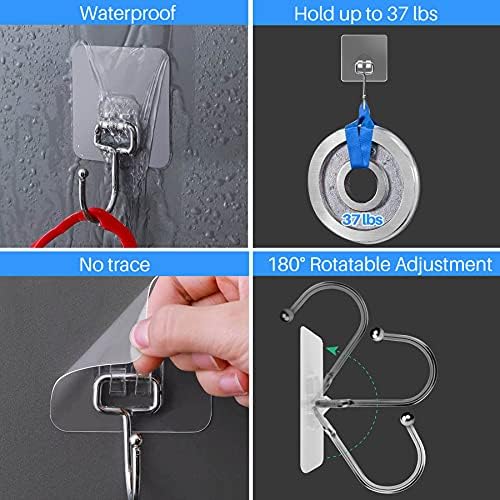 50 Pack Clear Adhesive Hooks, 37lb Heavy Duty Self Adhesive Hooks - Image 3