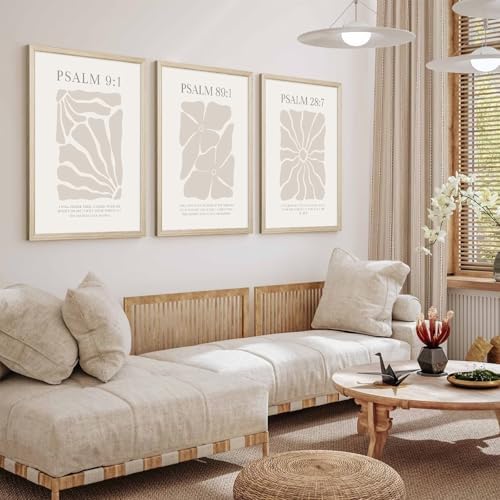 Scripture Christian Wall Art Set of 3 Beige Bible Verses Wall Decor Neutral - Image 5
