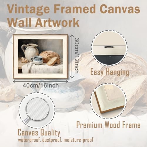 ASTRDECOR Framed Kitchen Wall Art, Modern Muted Still Life Painting Farmhouse - Image 2