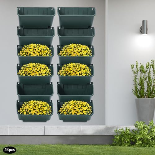 Vertical Wall Planter with 24 Pots, Hanging Garden Plant Flowerpot Holder - Image 4
