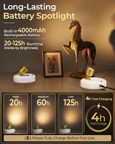 EZVALO 3-Pack Spotlight Indoor, Rechargeable Battery Picture Lights, Wireless - Image 3