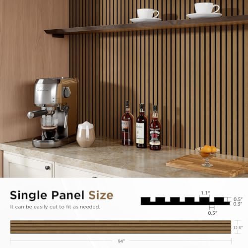 SMARTSTANDARD Wood Slat Acoustic Wall Panels 4 Pack 94"x12.6" Classic Oak - Image 2