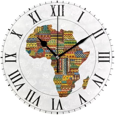 ABLINK Africa Ethnic Map with Countries Round Wall Clock, Silent Non Ticking by Unknown