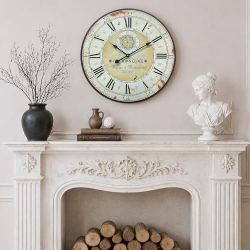 24 Inch Large Farmhouse Wall Clock, Silent Non-Ticking Battery Operated Wall - Image 5