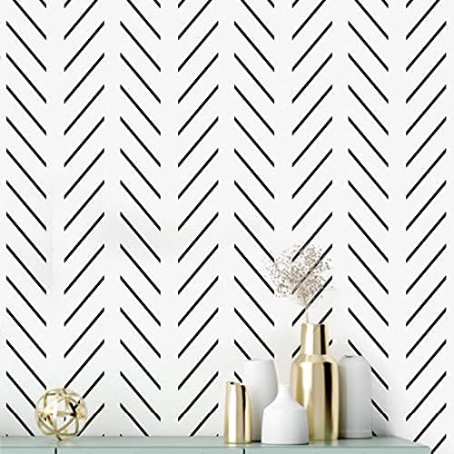 Erfoni Black and White Peel and Stick Wallpaper Herringbone Contact Paper by Erfoni