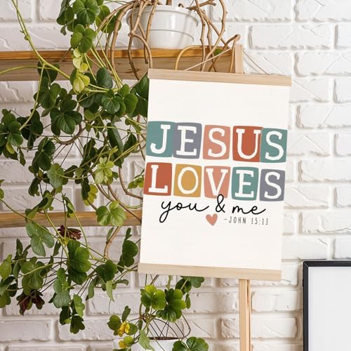 DNEULYR Christian Bible Verses Wall Decor, Jesus Loves You and Me Wall Art - Image 4