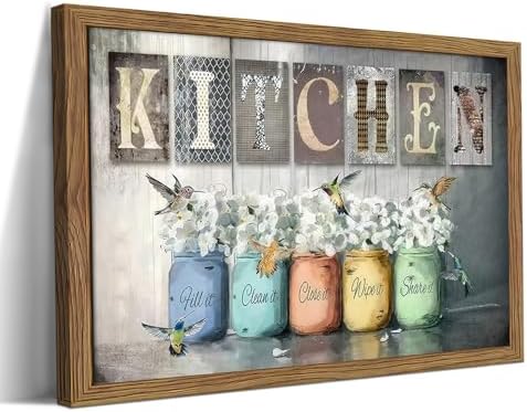 Framed Vintage Kitchen Canvas Wall Art, Retro Letter Signs by FSYSART