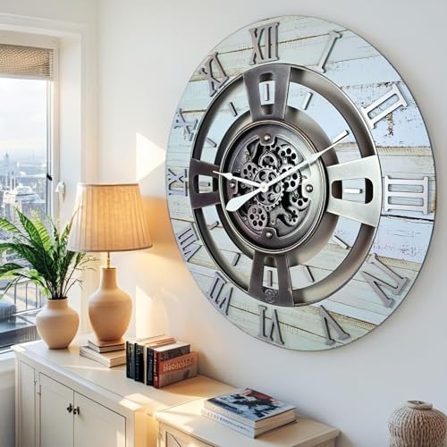 ImprovingLife The Gears Clock Real Moving Gear Wall Clock England Line) - Image 2