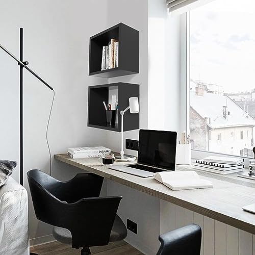 Kaboon 24in Floating Cube Shelves Set of 2, Display Shelves Wall Mount - Image 6