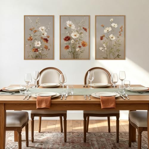 BINCUE Vintage Flower Wall Art Set of 3 Framed Floral Wall Paintings 16x24 - Image 6