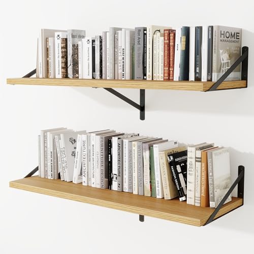Deep Wall Shelves 40"W x 12"D Engineered Wood Floating Shelves by Venusmiles