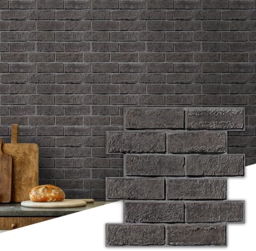 Commomy 3D Wall Panels Peel and Stick Faux Brick 10 Pcs 11.8" x 11.8" by CommomyDecor