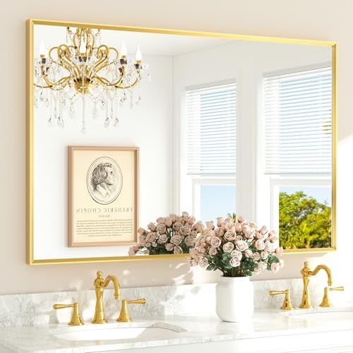 TETOTE Brushed Brass Bathroom Mirror by TETOTE