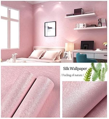 MelunMer Pink Silk Wallpaper Peel and Stick Removable Textured 15.7"x393" - Image 3