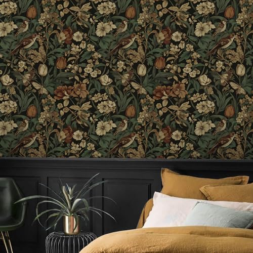 Erfoni Bird Floral Peel and Stick Wallpaper Vintage Contact Paper - Image 4