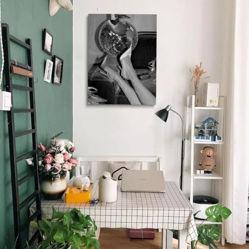 Disco Party Prints Black and White Vintage Poster Retro Wall Art Disco Ball - Image 4