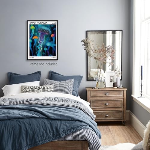 rumlud Colorful Ocean Jellyfish Wall Art Unique Japanese Animal Posters Yayoi - Image 4
