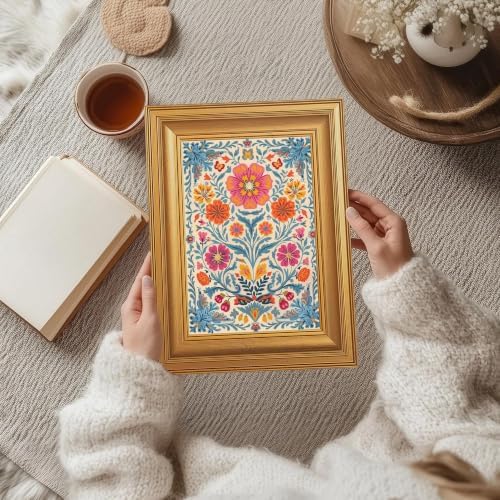 EJPFOGV Colorful Folk Art Bohemian Floral Framed Canvas Wall Art 8x10 inch - Image 4