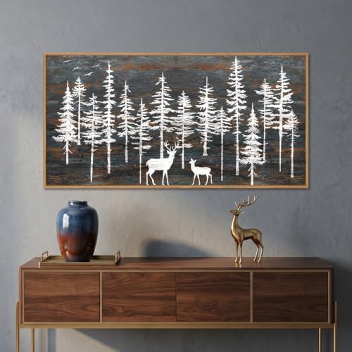 Celestdeco Modern White Forest Framed Canvas Wall Art Set, Minimalist Woodland - Image 2