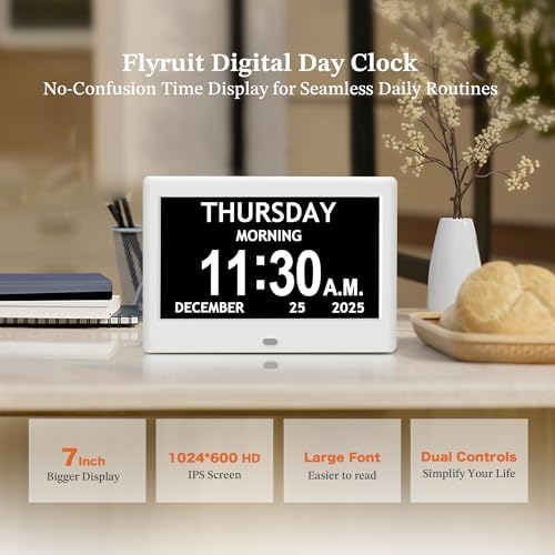 7'' Clocks for Seniors Elderly, Large Display Digital Clock - Image 2