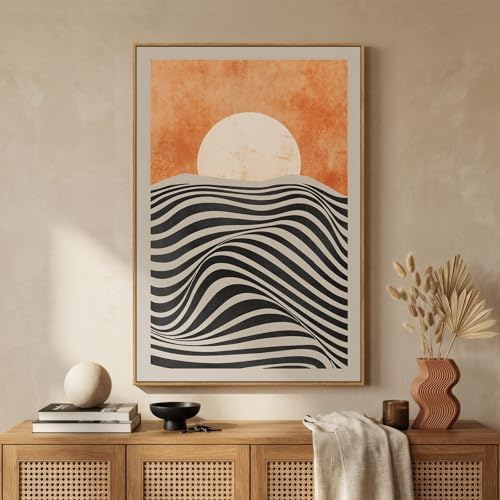 Framed Mid Century Modern Boho Sunset Wall Art by Cuspin