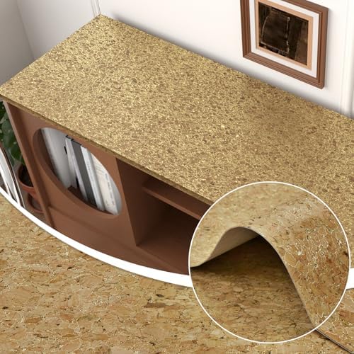 Gold Metallic Vein Cork Fabric Peel and Stick Wallpaper Self Adhesive Brown - Image 2