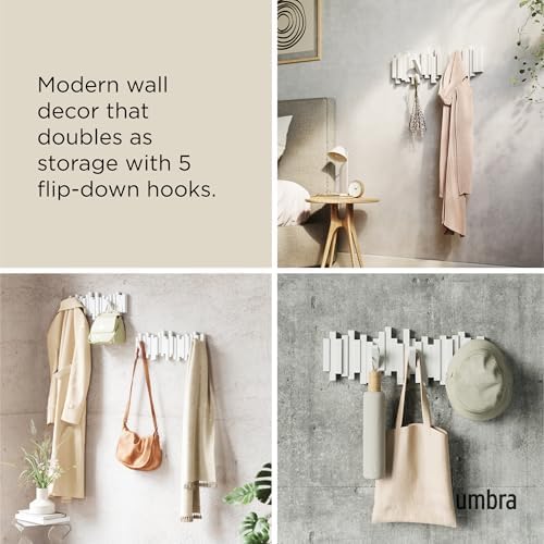 Umbra Sticks Wall Mount Coat Rack, 5 Hook Retractable Pegs - Image 4