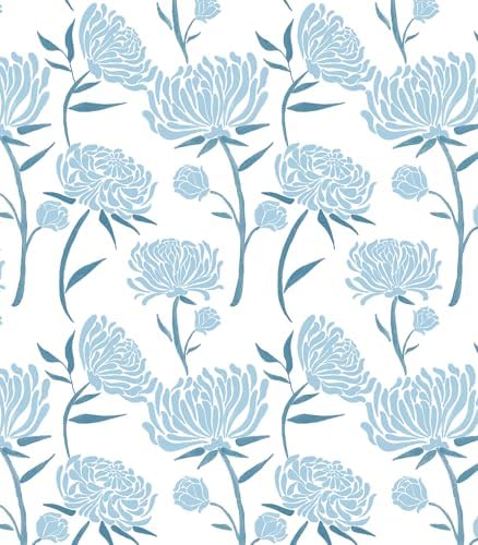 Hopepak Peel and Stick Wallpaper Floral Contact Paper Blue Floral Wallpapers by Hopepak