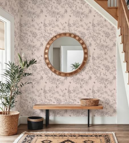 Froluya Brown Floral Peel and Stick Wallpaper Shelf Liner 17.7in×196.8in - Image 4