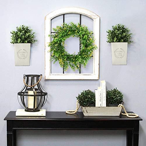 LESEN Set of 2 Farmhouse Metal Wall Planter, Rustic Wall Decor Country Hanging - Image 2