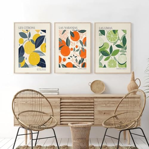 Fruit Market Wall Art Decor Kitchen Lemon Pictures Wall Art Fruit Botanical - Image 3