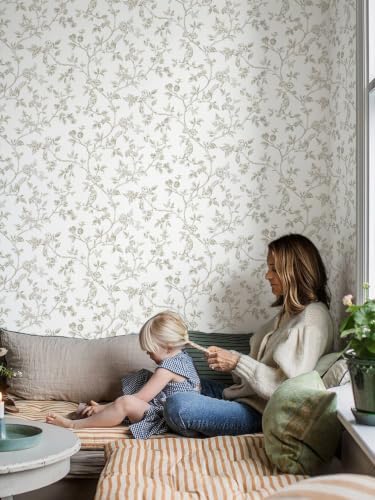 Orainege Beige and White Wallpaper Vintage Floral Peel and Stick Wallpaper - Image 7