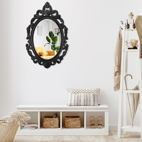 Black Wall Mirror Baroque Style Vintage Oval Mirrors - Image 4