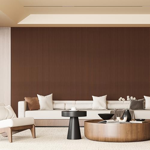 Art3d 108 x 5.7 Inch Fluted Wood Textured Slat Wall Panel, Beaded Walnut - Image 2
