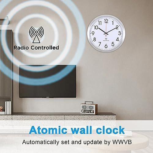 14 Inch Atomic Analog Wall Clock Radio Controlled Sets Wall Clock - Image 2