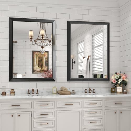 SMIROR 40x38 Matte Black Bathroom Vanity Mirror - Image 6