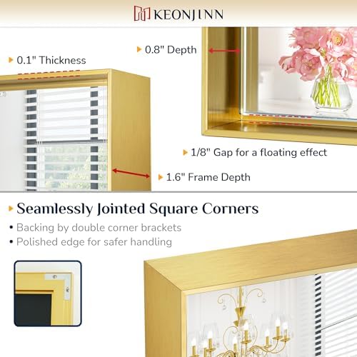 Keonjinn 22x30 Inch Gold Bathroom Mirror - Image 4