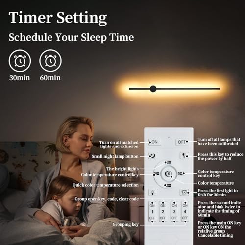 KELUOLY Dimmable Plug in Wall Sconce Set of 2, Adjustable Color Temperature - Image 6